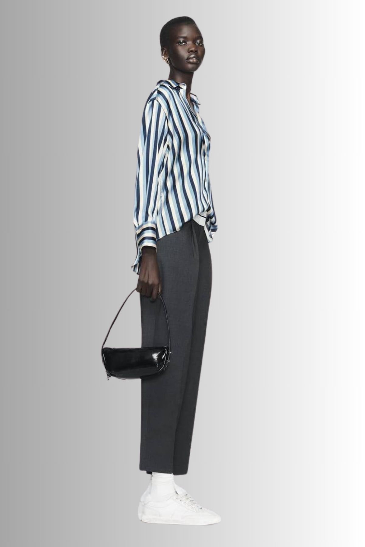 GoGoTrendy Saten Çizgili Gömlek 2 Renk